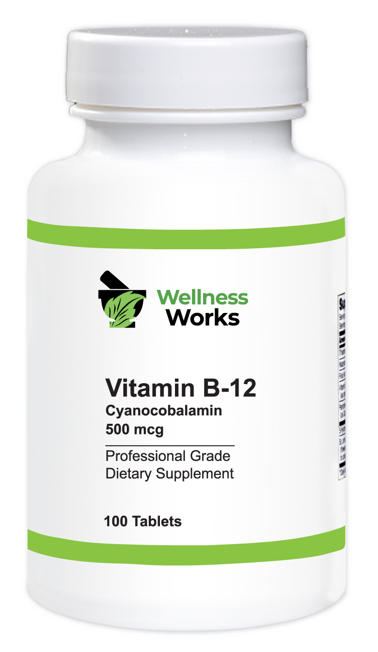 Wellness Works Vitamin B-12 Cyanocobolamin 500 mcg (10150) Bottle Shot
