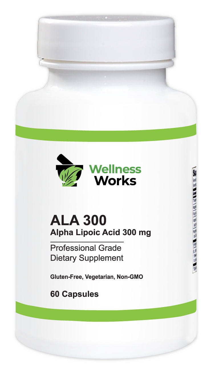 Wellness Works ALA 300 Alpha Lipoic Acid 300 mg (10322) Bottle Shot