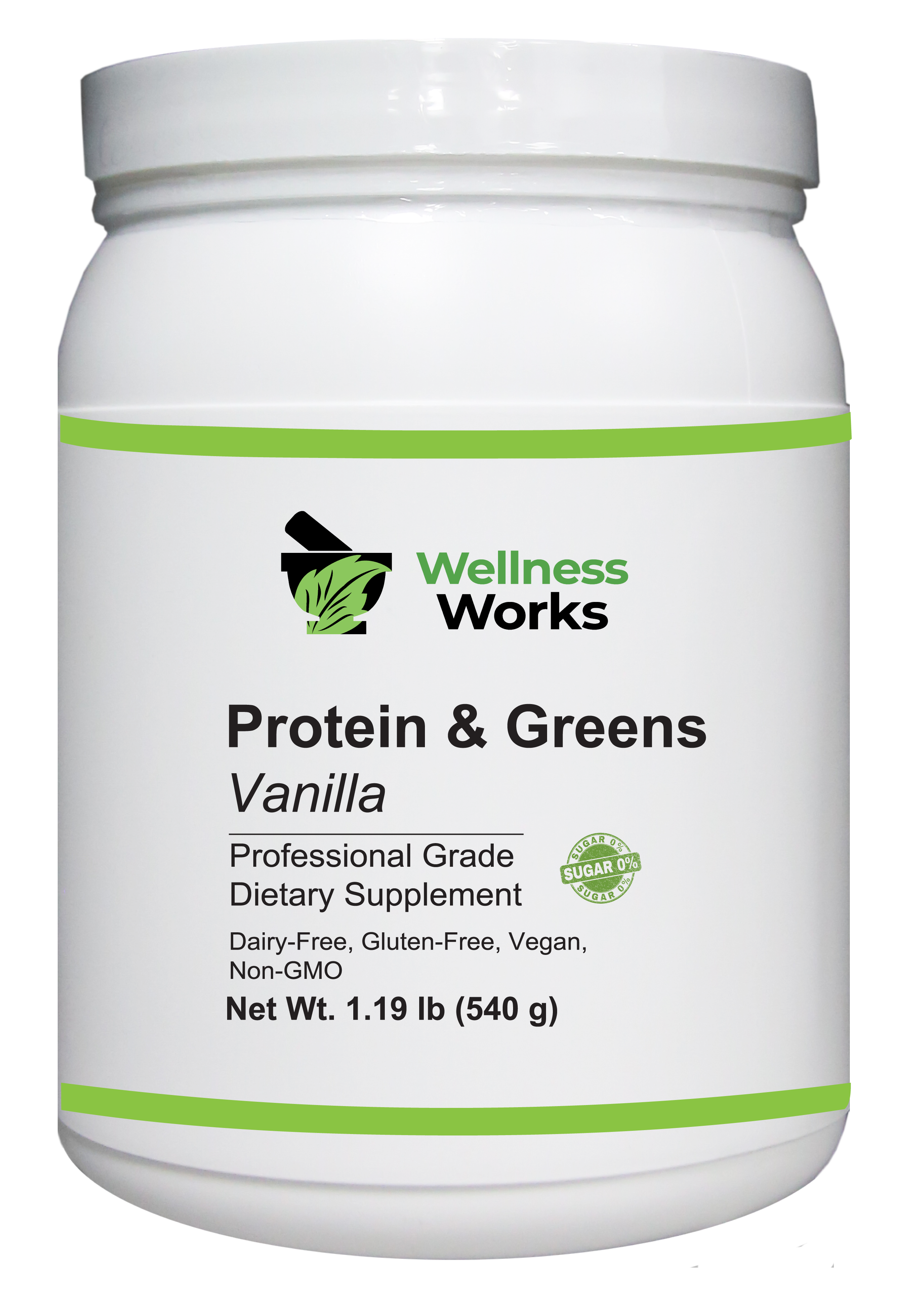 Wellness Works Protein & Greens Vanilla (10402) Bottle Shot