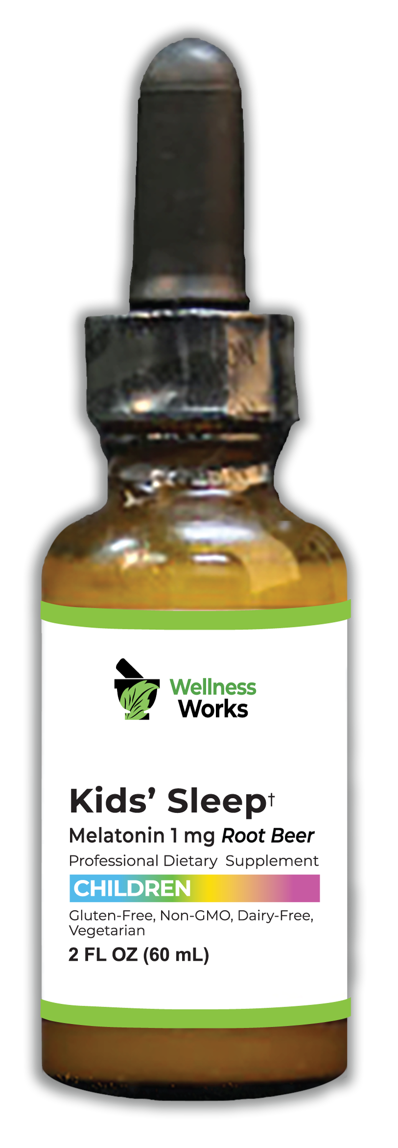 Wellness Works Kids Sleep 1 mg Melatonin Root Beer (10435) Bottle Shot